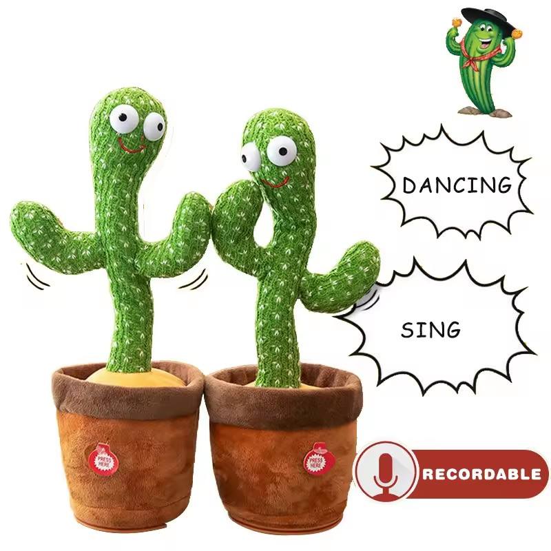 Talking Dancing Cactus Toy for Kids, Repeat What You Say Plush Singing Cactus with LED Lights, Interactive Mimicking Toy for Toddlers & Babies, Birthday and Christmas Gift for Boys & Girls
