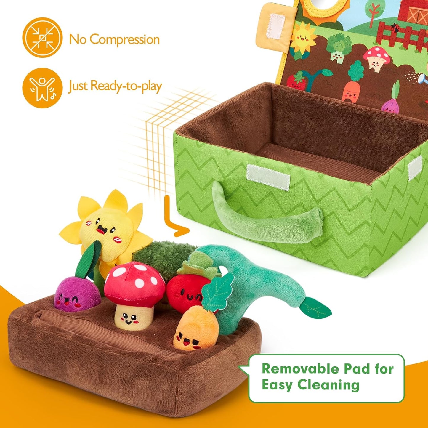 SANZBAE Soft Vegetable Garden Sensory Toy for Babies & Toddlers