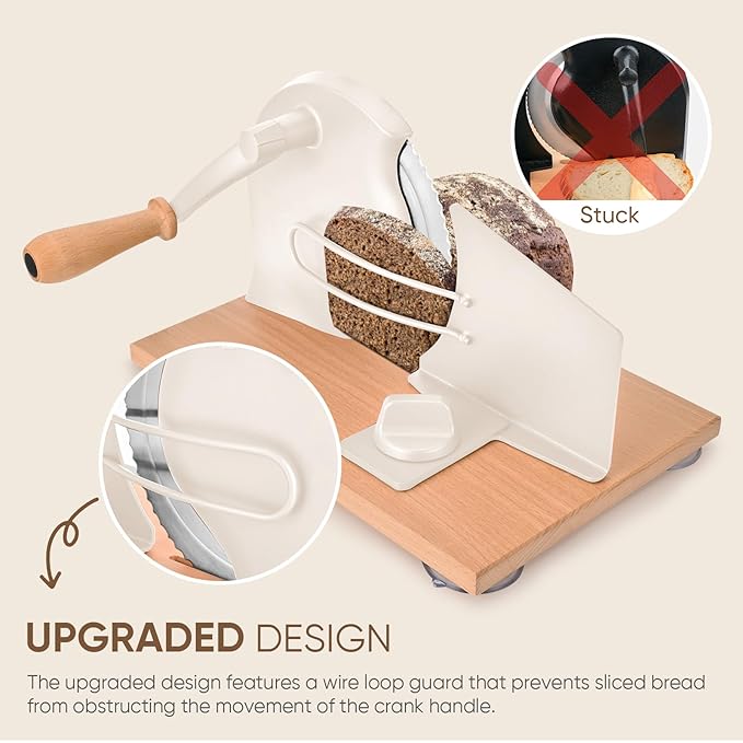 Sanzbae Manual Bread Slicer with Hand Crank for Even Homemade Loaf Slices