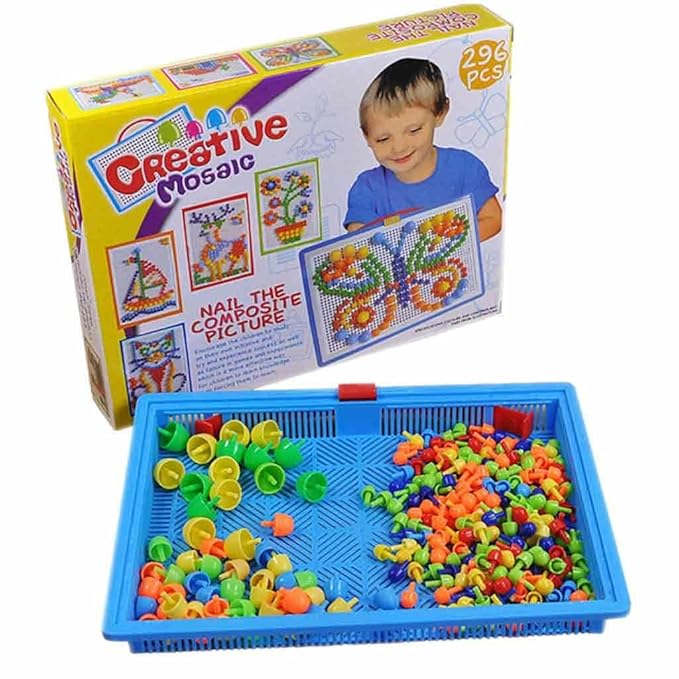 3D Mushroom Peg Board Puzzle Toy for Kids, STEM Learning Activity Set