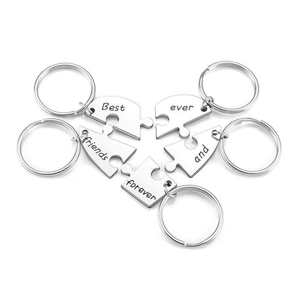 Sanzbae™ Personalized Heart Puzzle Keychain Set – Custom Engraved Matching Keychains for Couples, Best Friends & Family, Meaningful Friendship Gift