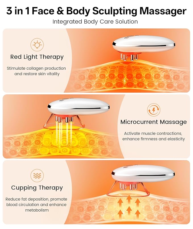 Windaily AM-820 Body Sculpting Massager – Cellulite Reduction & Lymphatic Drainage Machine | EMS Face & Body Slimming Device | Cupping & Gua Sha Home Spa Tool | Anti-Aging Skin Tightening Massager (Cordless, Rechargeable)