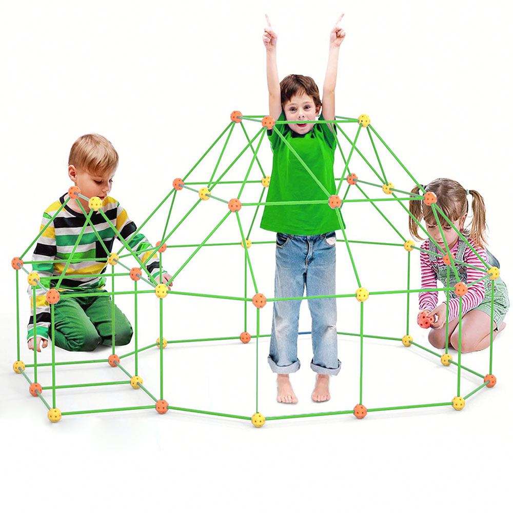 Kids DIY Fort Building Kit – 3D Construction Toy for Castles, Tunnels & Play Tents | STEM Creative Assembly Playhouse Set for Boys & Girls