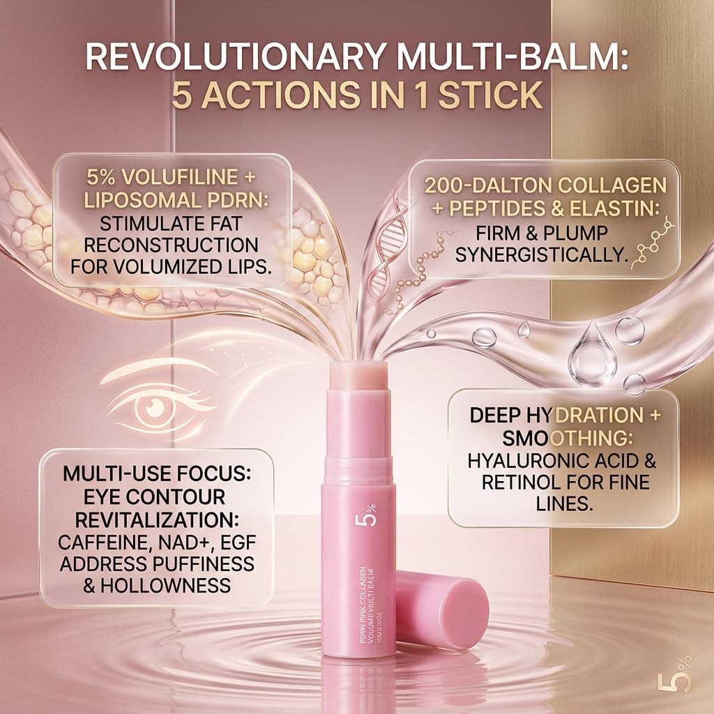 Sanzbae™ Collagen Lip Balm – Hydrating Lip Plumper with Hyaluronic Acid, Shea Butter & Vitamin E, Moisturizing Treatment for Dry, Cracked Lips