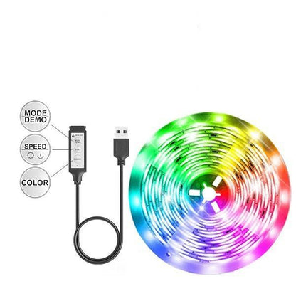 3.28ft USB RGB LED Strip Lights with 24-Key Remote – TV Backlight, DIY Room Decor & Indoor Ambient Lighting