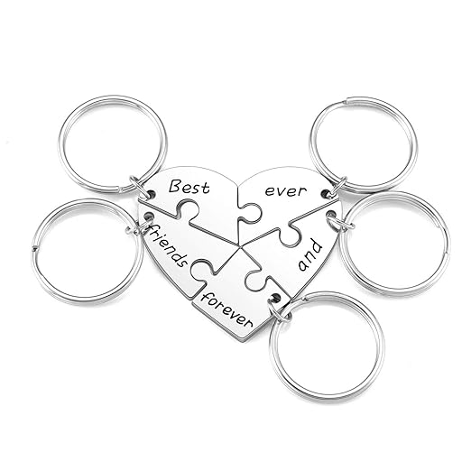 Sanzbae™ Personalized Heart Puzzle Keychain Set – Custom Engraved Matching Keychains for Couples, Best Friends & Family, Meaningful Friendship Gift