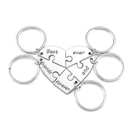 Sanzbae™ Personalized Heart Puzzle Keychain Set – Custom Engraved Matching Keychains for Couples, Best Friends & Family, Meaningful Friendship Gift