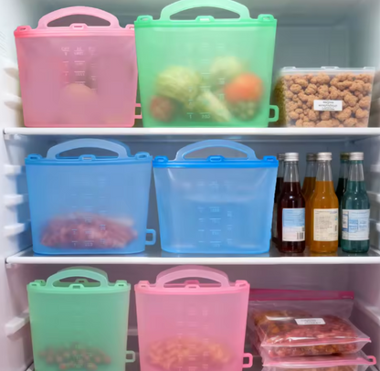 Reusable Silicone Food Bags for Meal Prep, Freezer Storage, Snacks & Produce