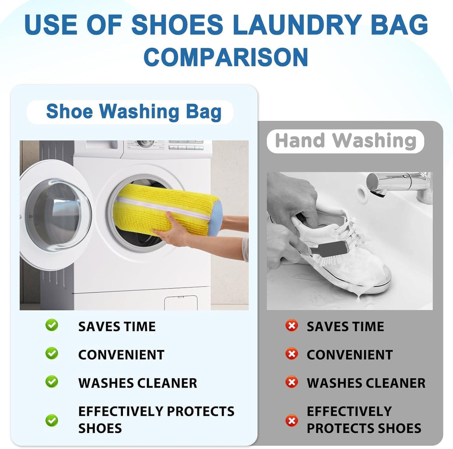 Sanzbae™ Shoe Washing Machine Bag – Premium Sneaker Laundry Bag with Soft Chenille Lining, Reusable Shoe Cleaner Protector for Washing Machines