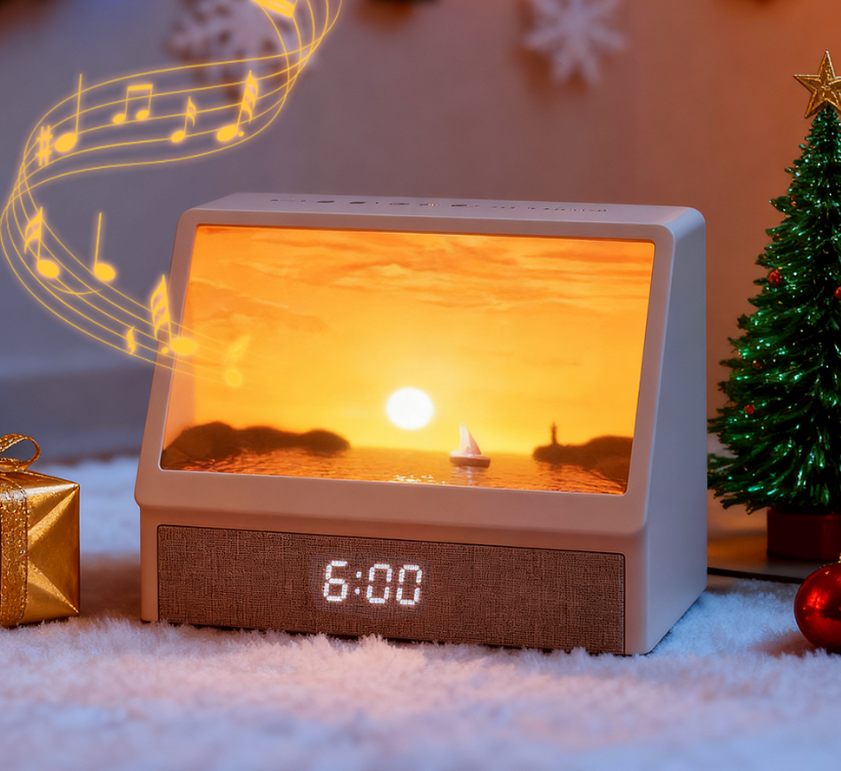 SANZBAE Sunrise Alarm Clock with White Noise, Bluetooth Speaker & Dimmable Lamp