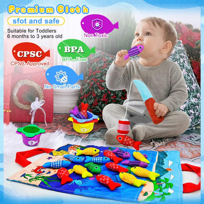 Magnetic Fishing Toy for Toddlers, Number Counting Game with Sea Creatures & Sorting Pond